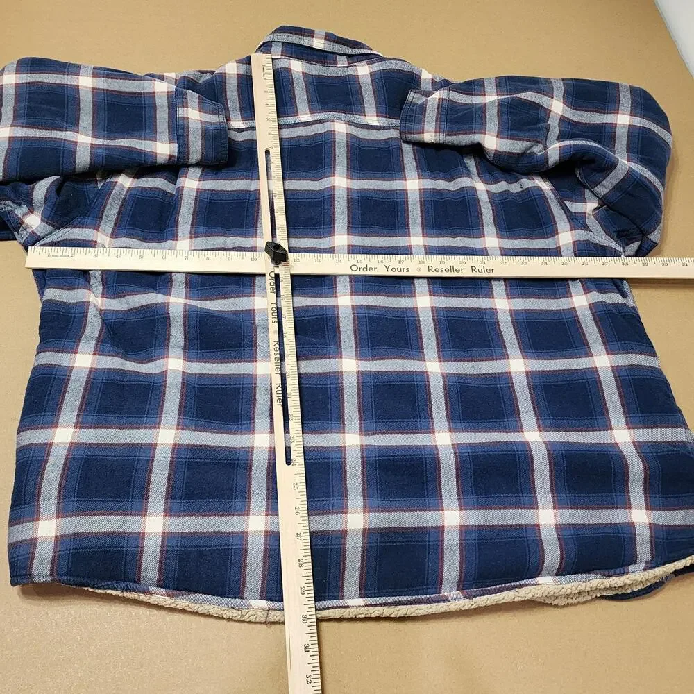 Wrangler Jacket Mens 2XL Blue Plaid Flannel Sherpa Lined Workwear Winter
